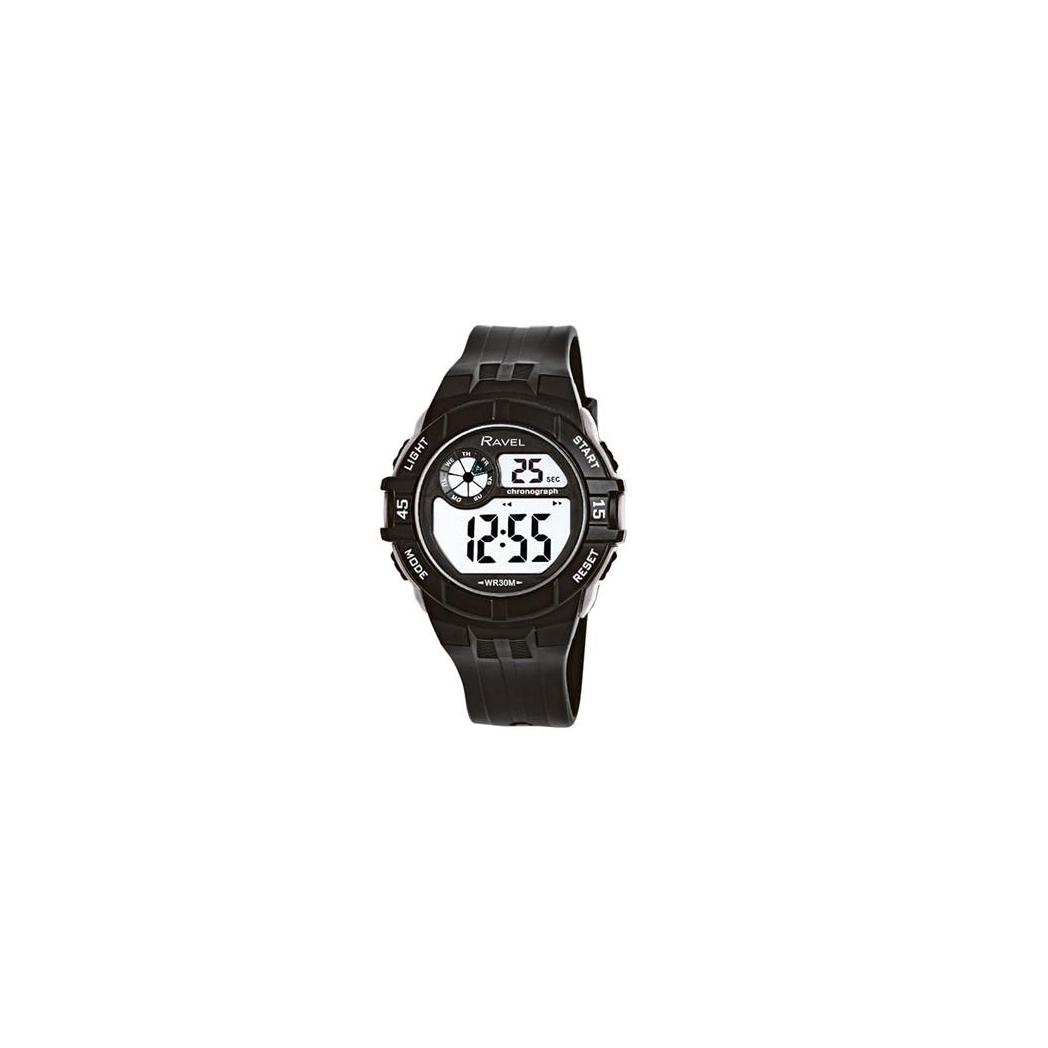Ravel Mens 3ATM Digital Sports Black/Silver Watch RDG.14.14