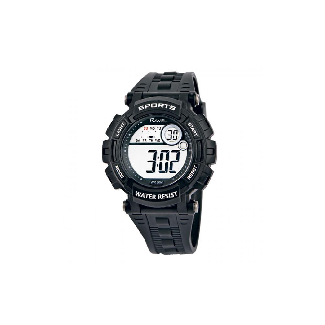 Ravel Mens 3ATM Digital Sports Black/Black Watch RDG.14.3