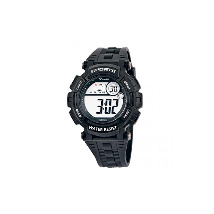 Ravel Mens 3ATM Digital Sports Black/Black Watch RDG.14.3