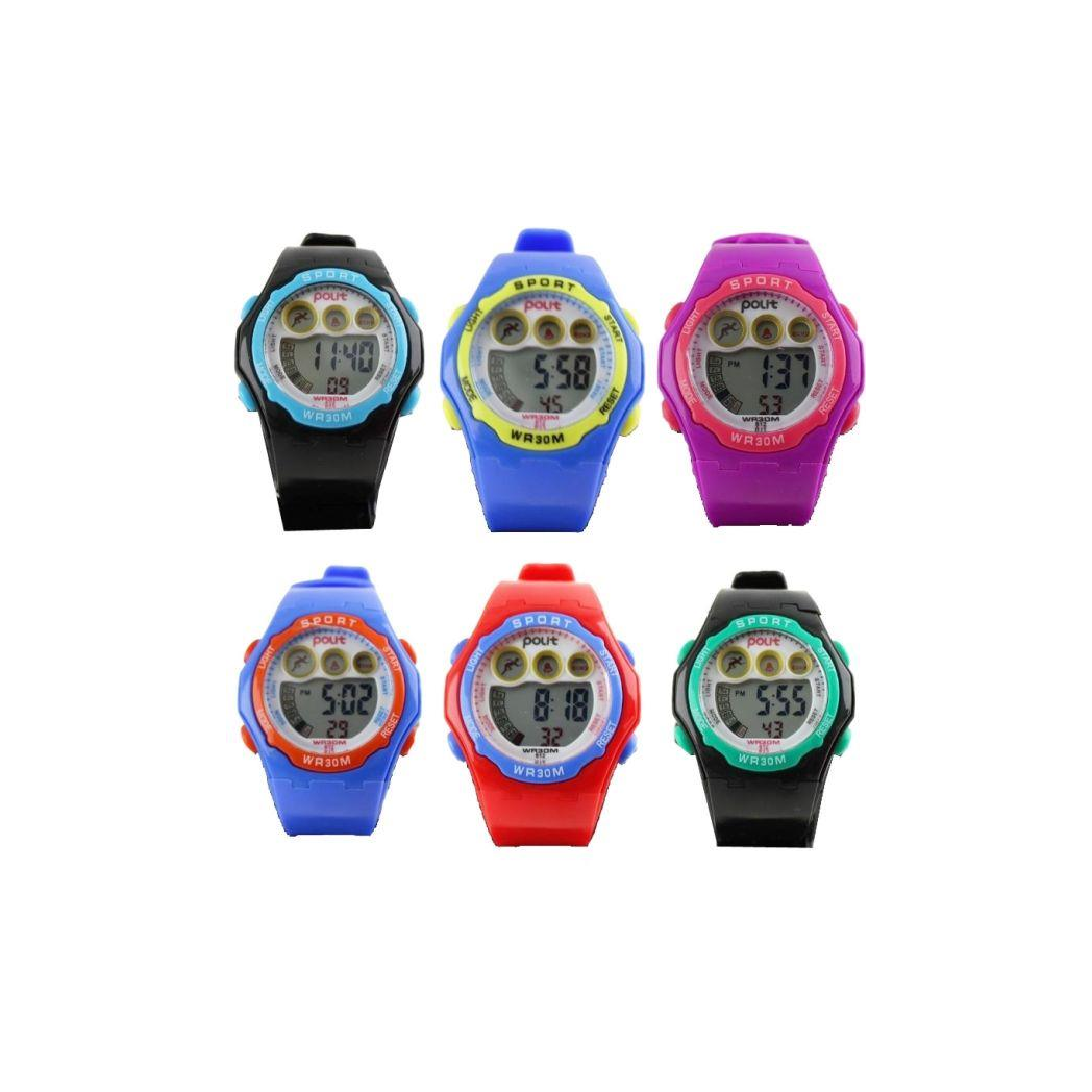 POLIT Childrens Delux Digital watch in Tin, assorted stlyes and colours varied CW-0026