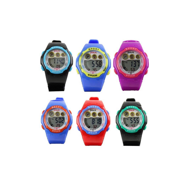 POLIT Childrens Delux Digital watch in Tin, assorted stlyes and colours varied CW-0026